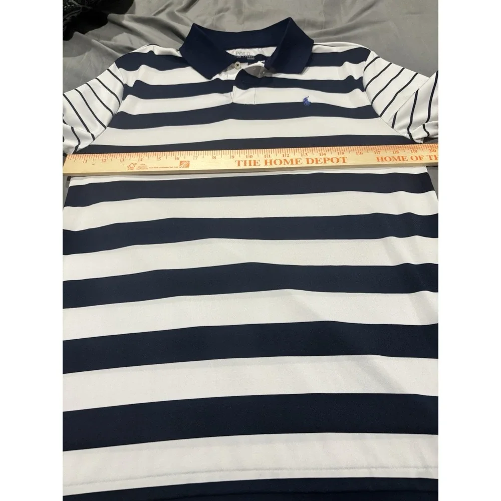 Polo Ralph Lauren Performance Polo Shirt Men's XL Navy White Stripe Golf Tech